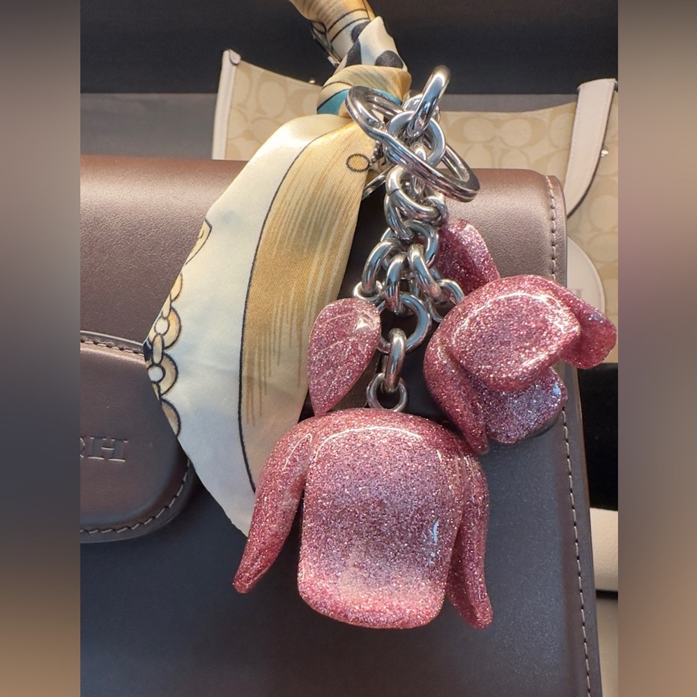 Coach Pink Resin Glitter Keychain/Charm SHW